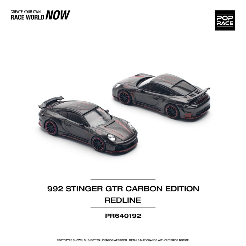 (PRE-ORDER) Pop Race 1:64 Porsche 992 Stinger GTR Carbon Edition Redline