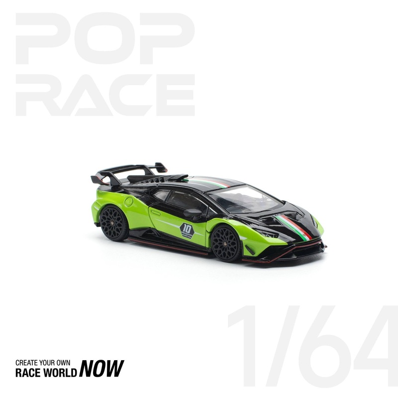 (PRE-ORDER) Pop Race 1:64 Lamborghini Huracan STO (LP640-2) 10 ANNIVERSARIO – GREEN/BLACK