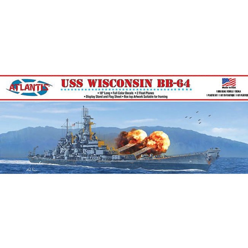 USS Wisconsin BB-64 Battleship 16 Model Ship Kit #3006 by Atlantis