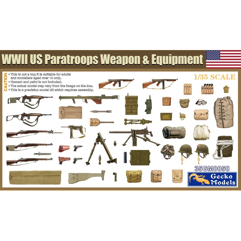 WWII US Paratroops Weapon & Equipment 1/35 #35GM0050 by Gecko Models