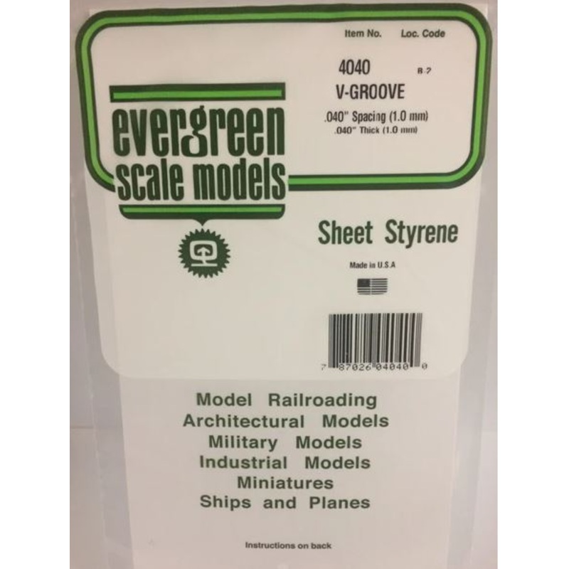Evergreen 4040 .040 Spacing Vgroove Sheet