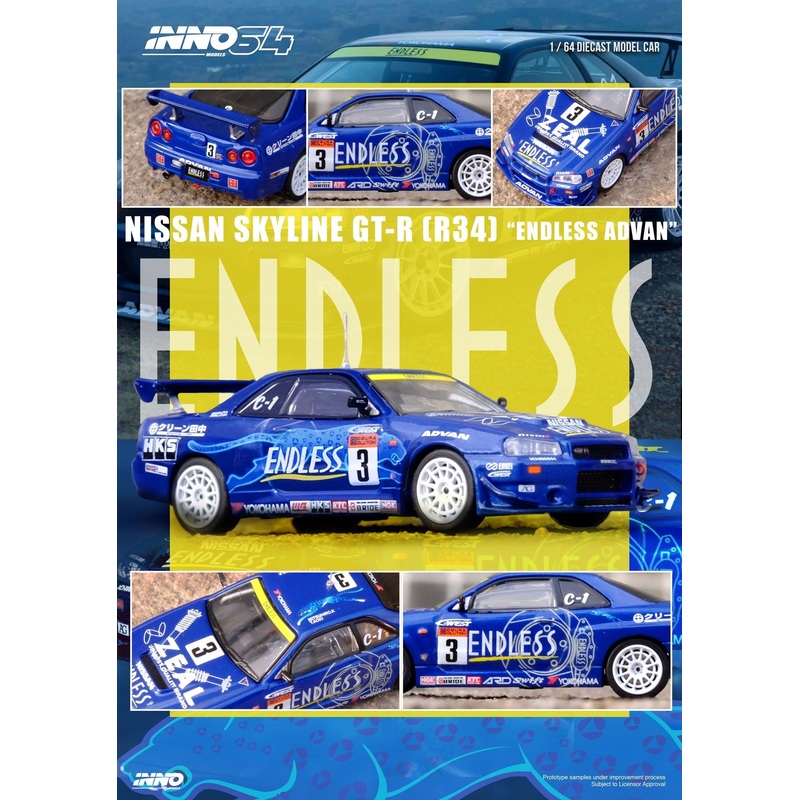 INNO64 1:64 Nissan Skyline GT-R (R34) #3 ENDLESS ADVAN Super Taikyu Series 2002 Winner