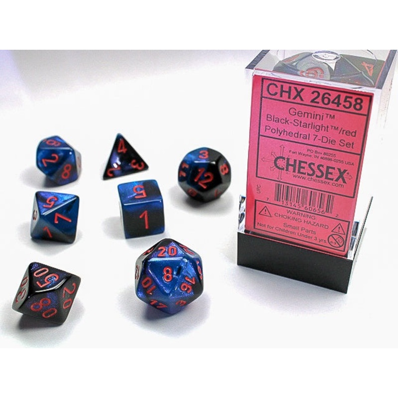 Chessex Gemini 7-Die Set Black-Starlight/Red CHX26458