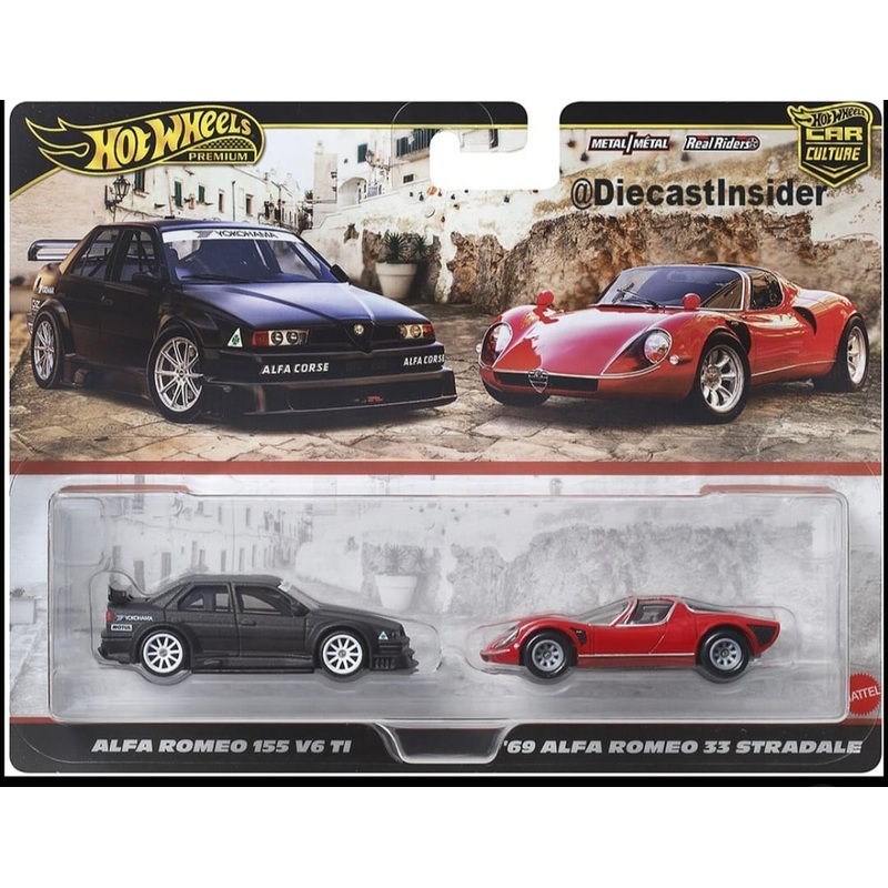 Hot Wheels Premium 1:64 2 Pack Alfa Romeo 155 V6 TI 69 Alfa Romeo 33 Stradale