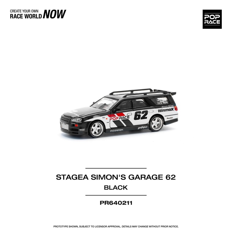 (PRE-ORDER) Pop Race 1:64 Nissan Stagea Simon’s Garage #62 – BLACK