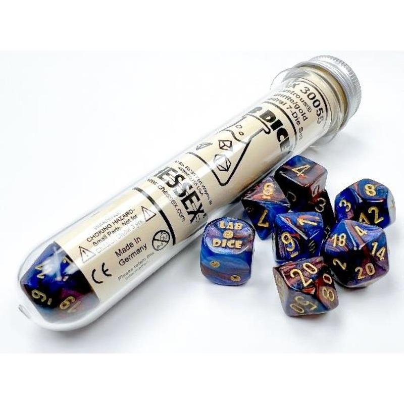 Chessex Lustrous 7-Die Set Azurite/Gold With Bonus Dice