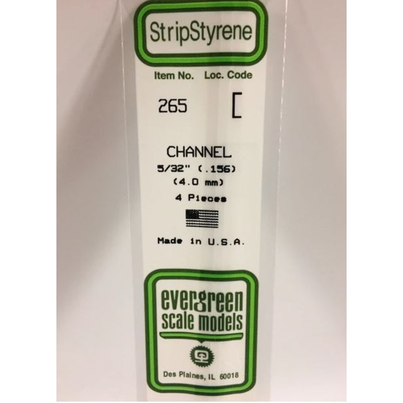 Evergreen 265  .156 / 4mm Channel (4pcs)