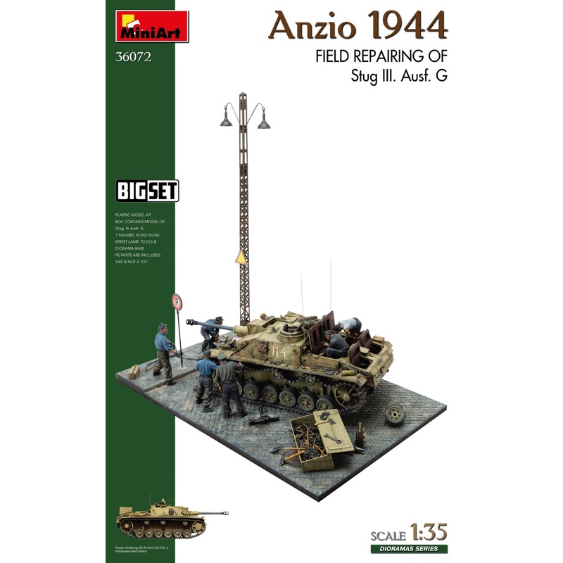 Anzio 1944. Field Repairing of Stug III. Ausf. G. Big Set 1/35 #36072 by MiniArt