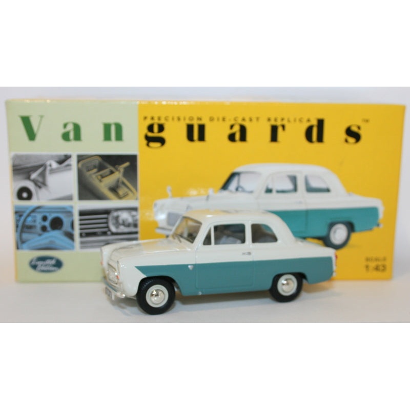 Vanguards 1/43 Scale Diecast VA21007 – Ford 100E – 2 Tone Ivory / Green