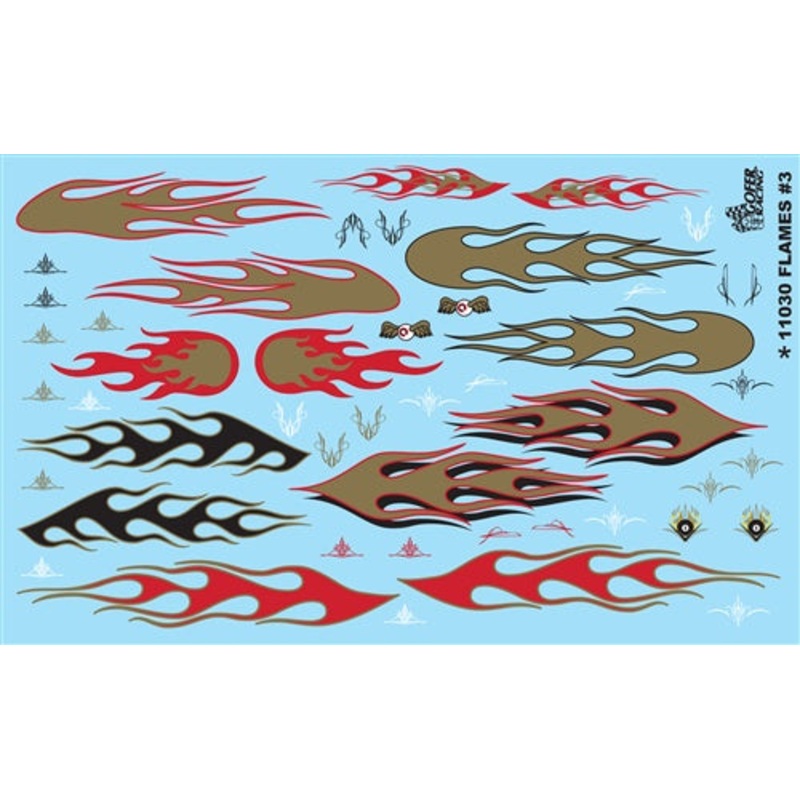 Gold Flames Model Car Decal Sheet 1/24