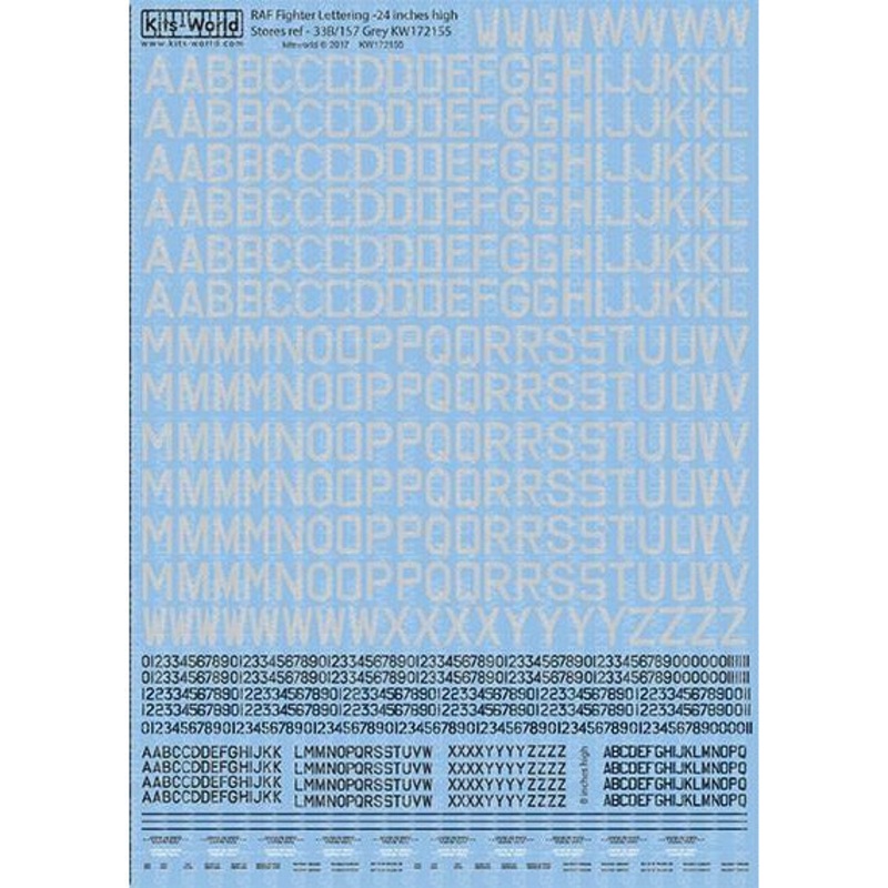 1/72 RAF 24 inch Sea/Sky Gray Lettering Codes, 8 inch Black Letters/Numbers