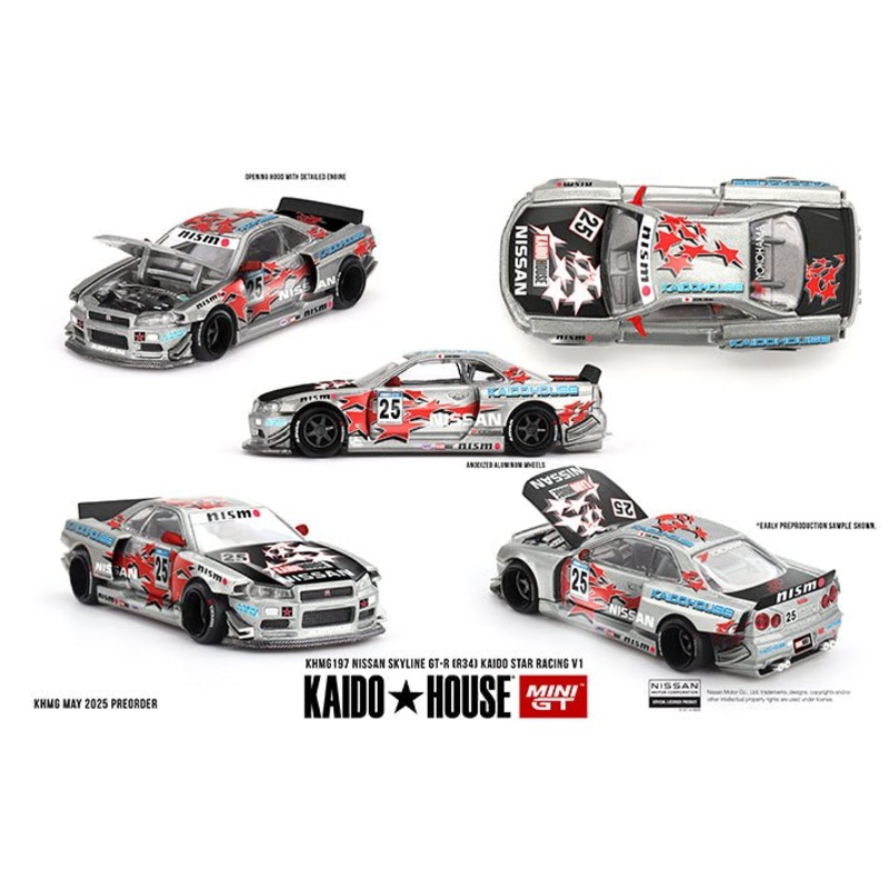 (PRE-ORDER) Mini GT x Kaido House 1:64 Nissan Skyline GT-R (R34) Kaido Star Racing V1 KHMG197