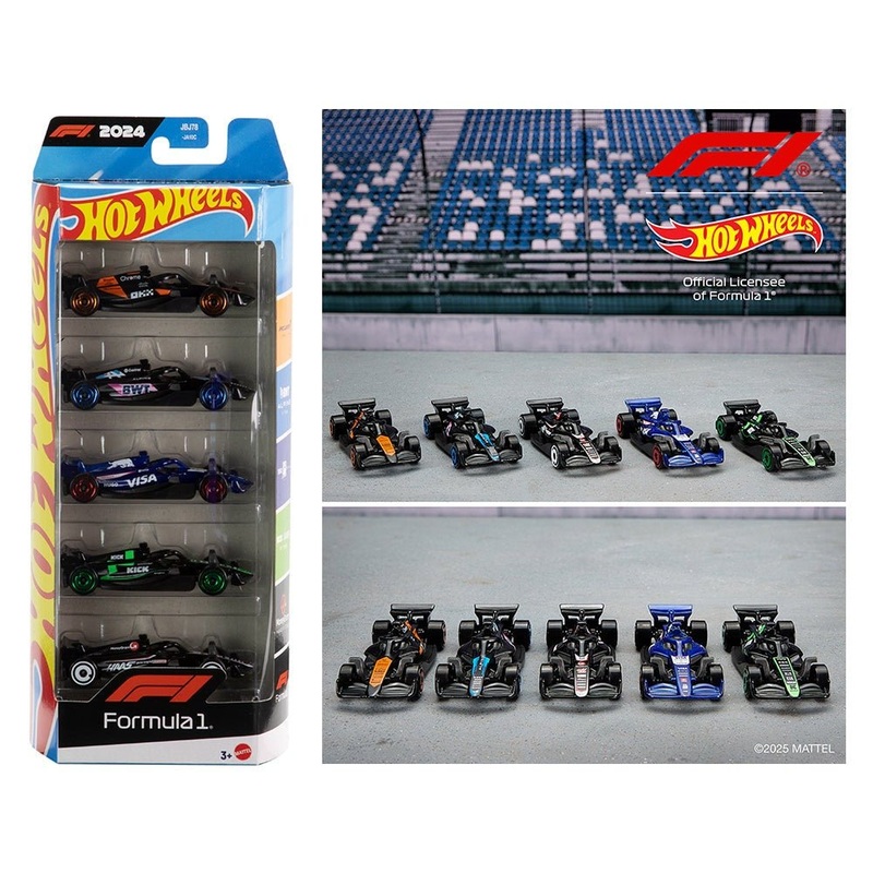 Hot Wheels 1:64 Basic Formula 1 Racing 5 Cars Set Mclaren Redbull Sauber HAAS