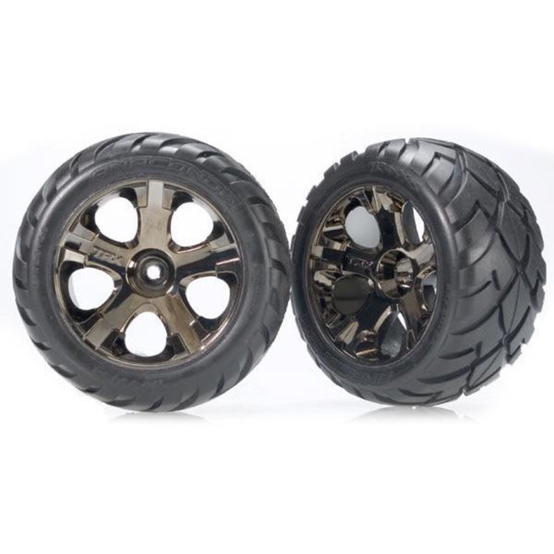 TRA3776A Anaconda Tires w/All-Star Front Wheels (2) – Black Chrome (Standard)