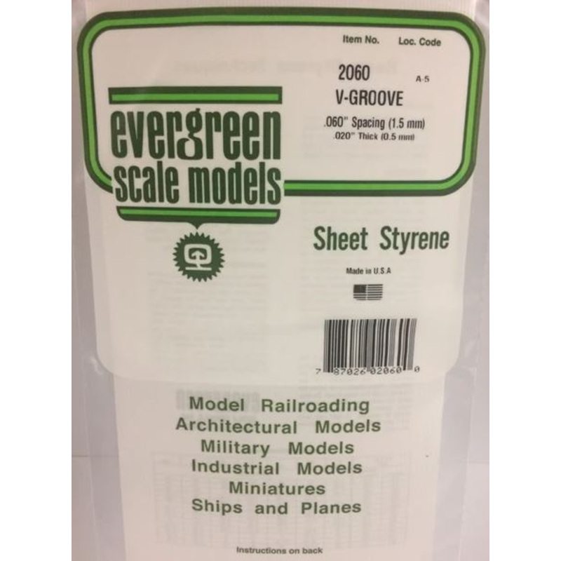 Evergreen 2060 .060 Spacing Vgroove Sheet