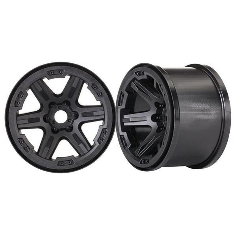 TRA8671 Wheels, Carbide 3.8 (black) (2) (17mm splined)