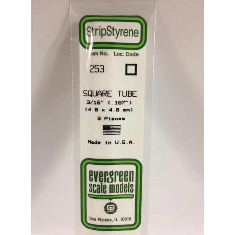 Evergreen 253 .188 / 4.8mm Square Tube