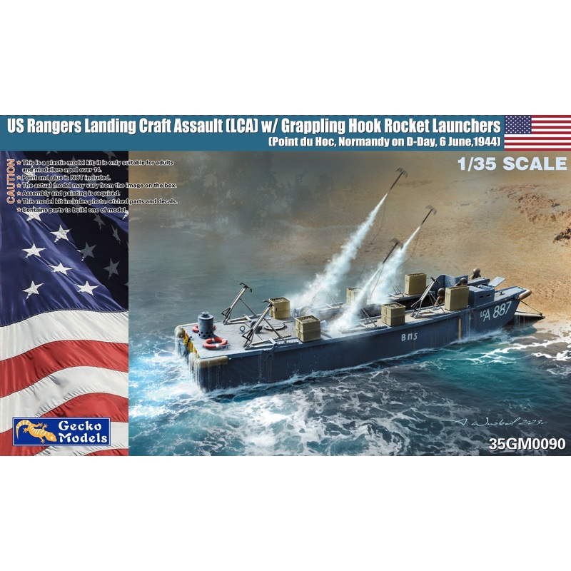 US Rangers Landing Craft Assault (LCA) w/Grappling Hook Rocket Launchers, D-day Normandy, 6th June 1944. 1/35 #35GM0090 by Gecko
