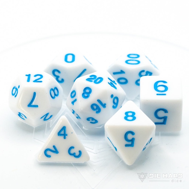 Die Hard Poly RPG Set – White With Pastel Blue