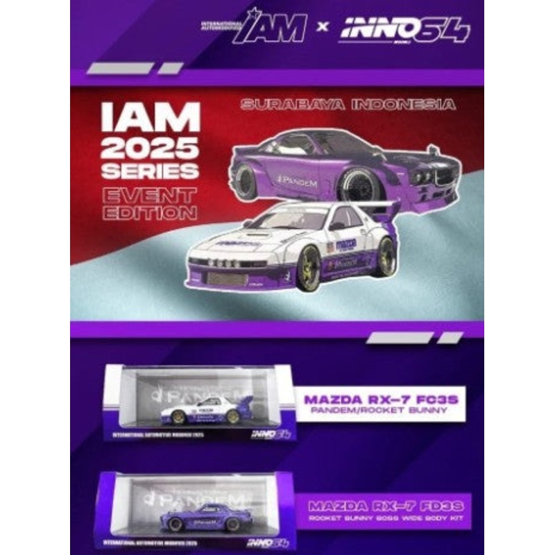INNO64 1:64 Mazda RX7 FC3S FD3S Rocket Bunny Pandem IAM Indonesia Surabaya 2025 Set