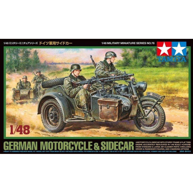 Tamiya 1:48 German Motorcycle w/Sidecar