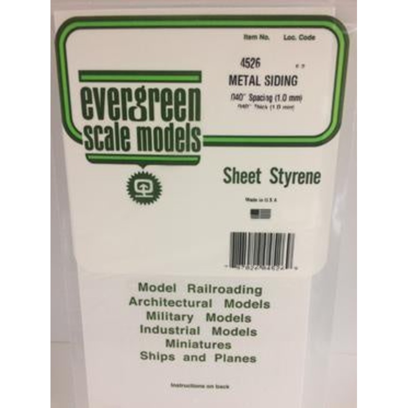 Evergreen #4526 – .040 Opaque White Polystyrene Corrugated Siding