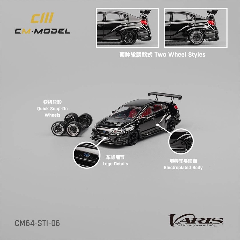 (PRE-ORDER) CM-Model 1:64 Subaru WRX STI Varis WideBody 2.0 Chome Black