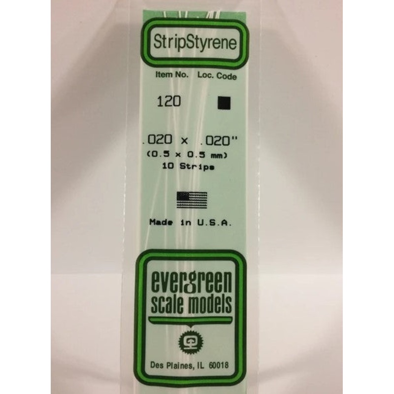 Evergreen 120 .020 x .020 / 0.5 x 0.5mm Square (10pcs)