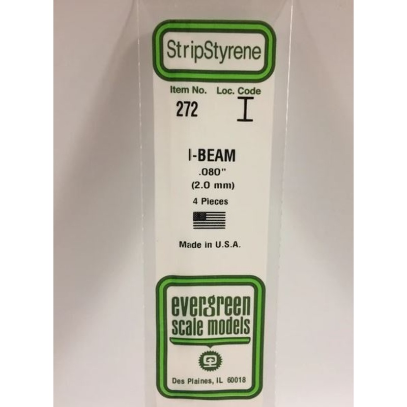 Evergreen 272 .080 / 2.0mm I Beam (4pcs)