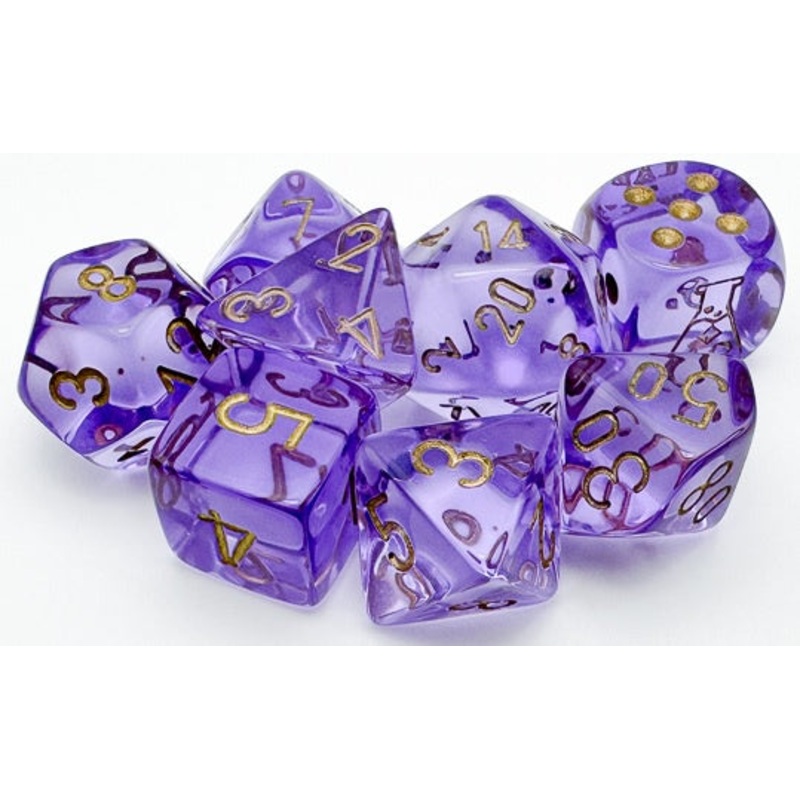 Chessex Translucent 7-Die Set Lavender/Gold CHX30059