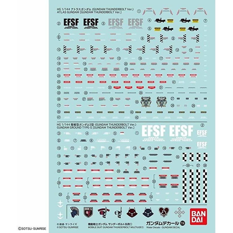 Gundam Decal 114 – Mobile Suit Gundam Thunderbolt Multiuse 1