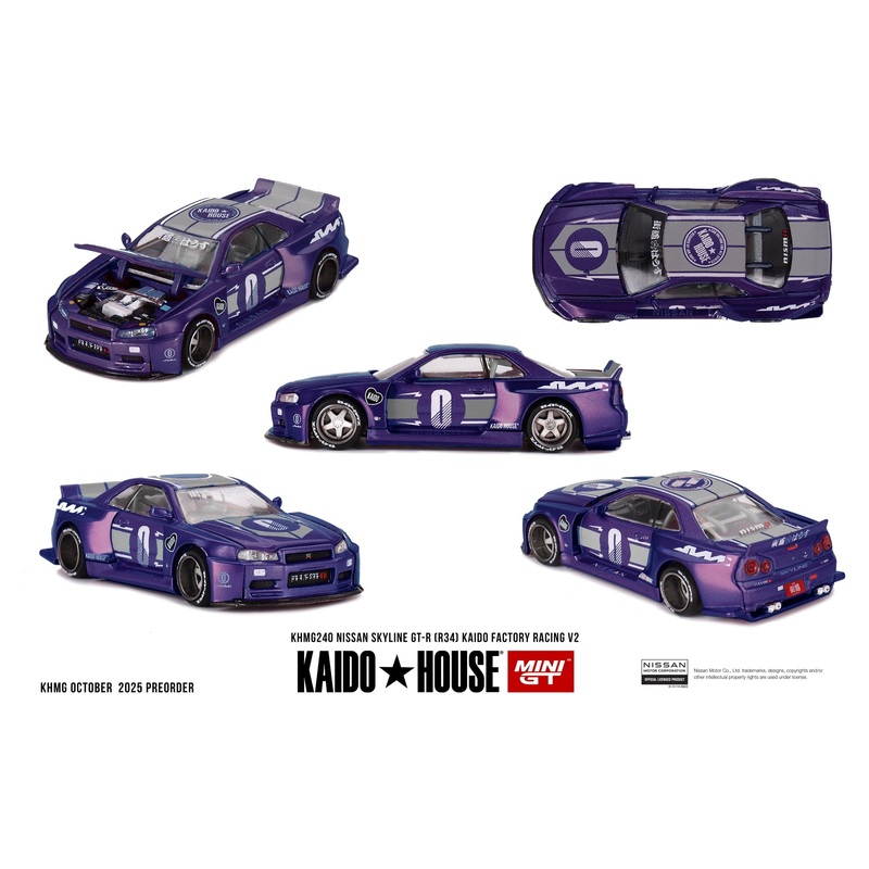 (PRE-ORDER) Mini GT x Kaido house 1:64 Nissan Skyline GT-R (R34) KAIDO RACING FACTORY V2