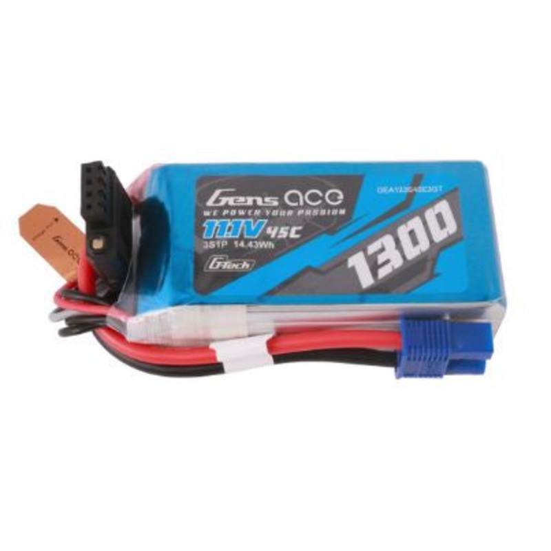 Gens Ace G-Tech Smart 3S LiPo Battery 45C (11.1V/1300mAh) w/EC3 Connector – GEA133S45E3GT