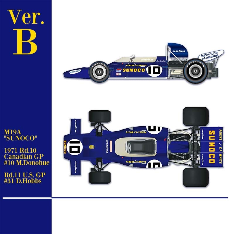 K585 Model Factory HIRO 1:43 M19 Ver.B 1971 Canadian GP #10 / American GP #31 SUNOCO Multi-Material Kit MFH