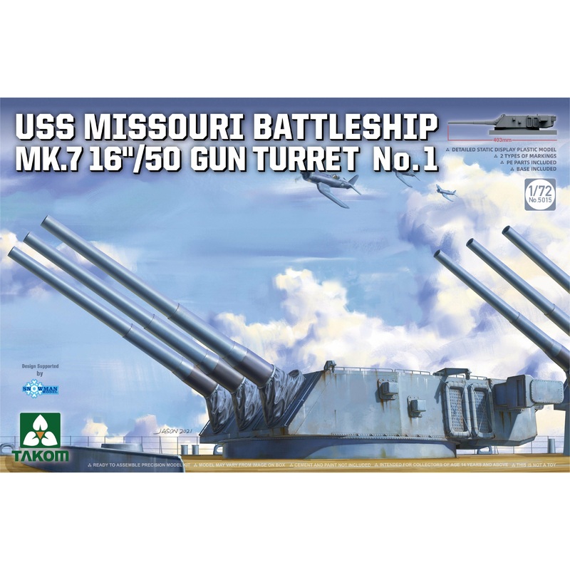 Uss Missouri Mk.7 16/50 Gun Turret No.1 1/72 #5015 by Takom