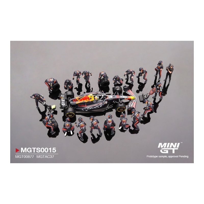 (PRE-ORDER) Mini GT 1:64 Oracle Red Bull Racing RB19 #11 Sergio Prez 2023 F1 Japanese Grand Prix Pit Crew Set Limited 5000 PCS MGTS0015
