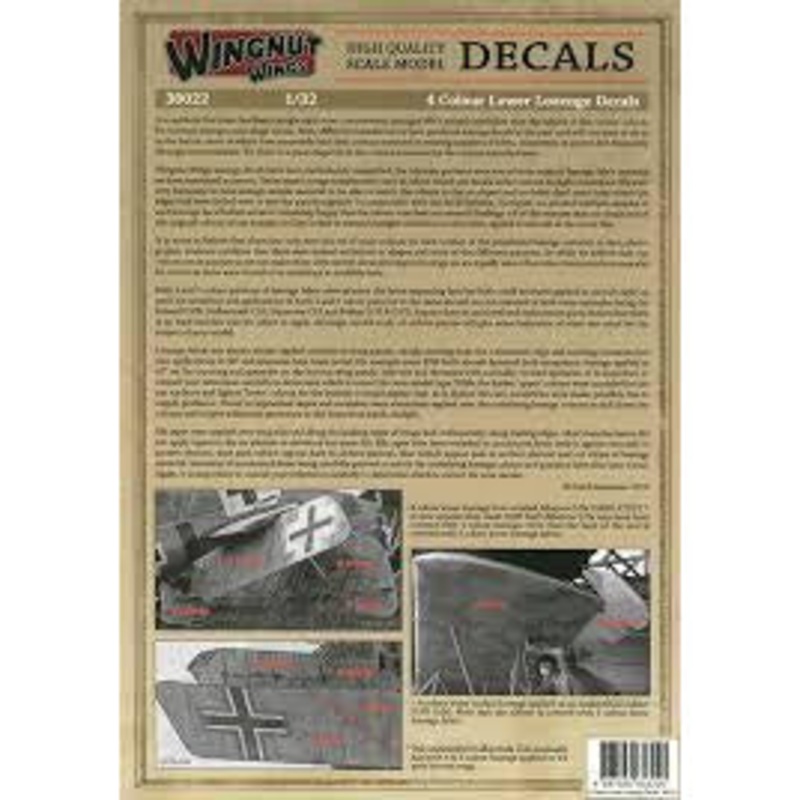 1/32 Wingnut Wings 4 Colour Lower Lozenge Decals