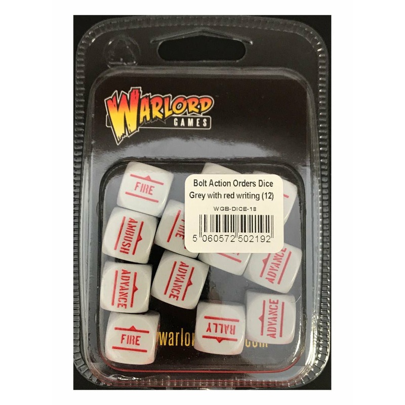 Bolt Action Orders Dice – Grey with Red Writing (12) WLG-WGB-DICE-18 by Warlord Games