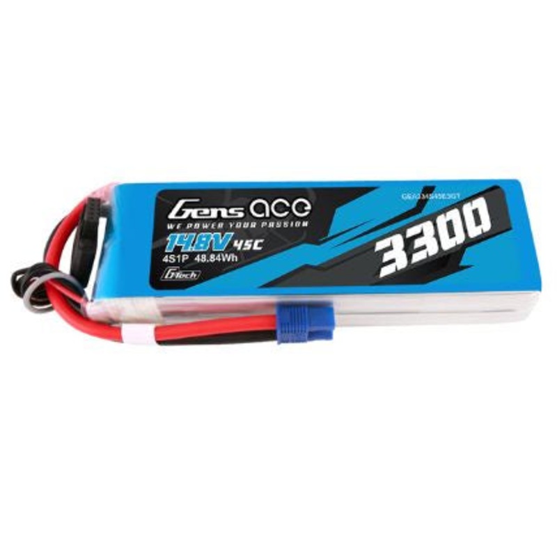 Gens Ace G-Tech Smart 4S LiPo Battery 45C (14.8V/3300mAh) w/EC3 Connector – GEA334S45E3GT