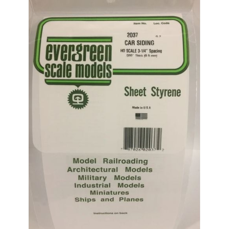 Evergreen 2037 .037 Passenger Car Siding