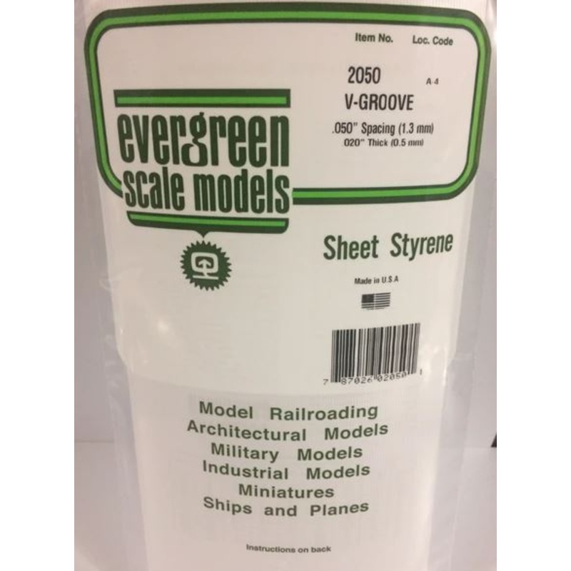Evergreen 2050 .050 Spacing Vgroove Sheet