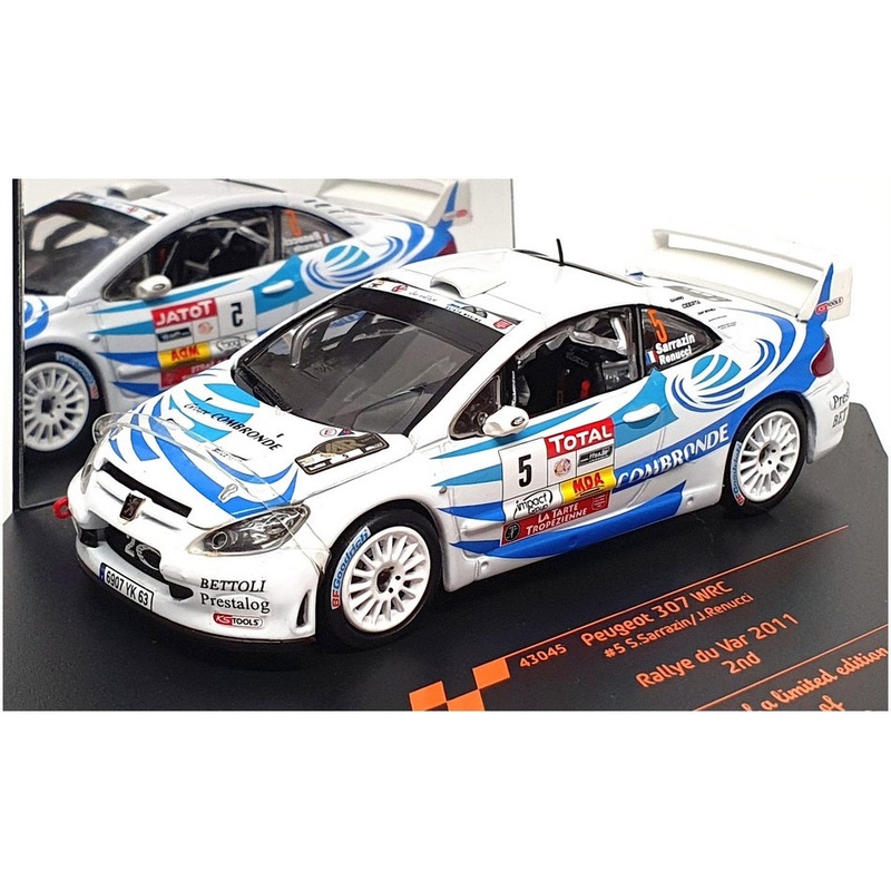 Vitesse 1/43 Scale 43045 – Peugeot 307 WRC 2nd #5 Rally du Var 2011 – White/Blue
