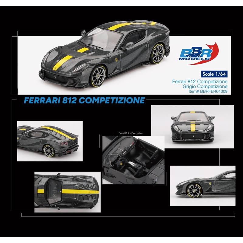 (PRE-ORDER) BBR Models 1:64 Ferrari 812 Competizione Grigio Competizione