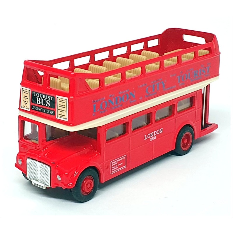 Welly 12cm Long Diecast 99930W – Pull Back & Go London Open Top Bus – Red