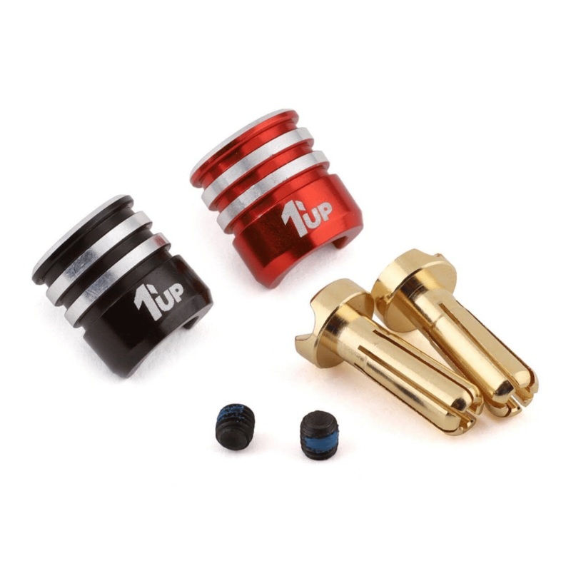 1UP Racing Heatsink Bullet Plug Grips w/4-5mm Bullets (Black/Red) – 1UP190437