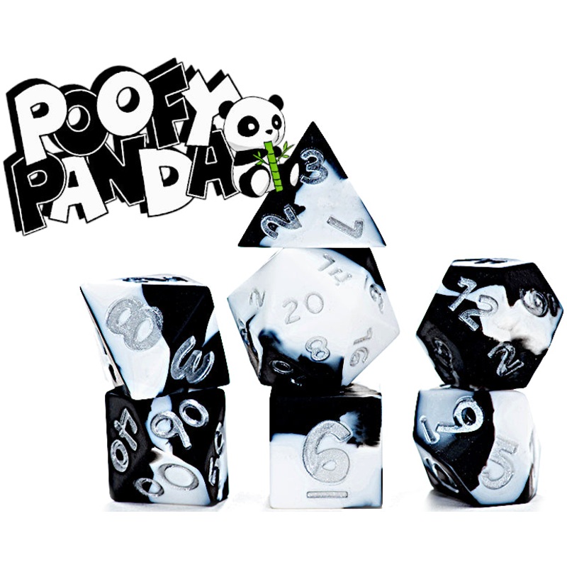 Anti-Stress Dice: Poofy Panda 7 Die Set