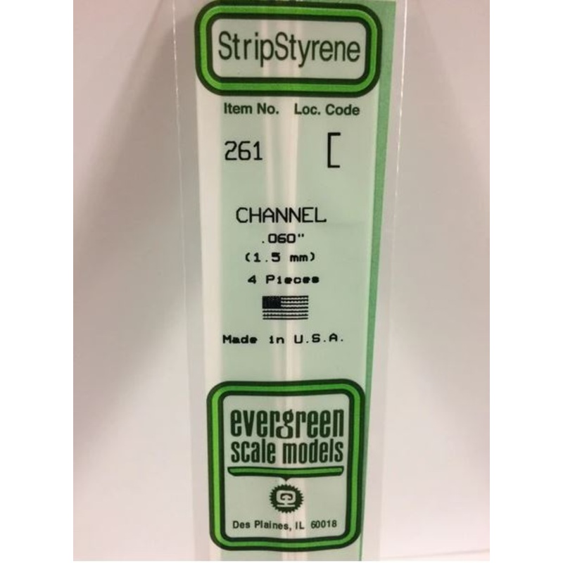 Evergreen 261 .060 1.5mm Channel (4pcs)