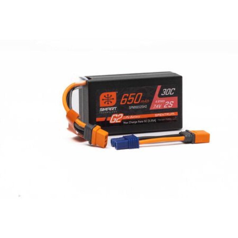 Spektrum 7.4V 650mAh 2S Smart G2 Hardcase 30C LiPo: IC2 – SPMX652SH2