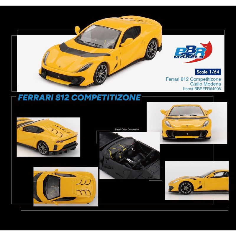 BBR Models 1:64 Ferrari 812 Competitizone Giallo Modena