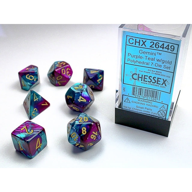 Chessex Gemini 7-Die Set Purple-Teal/Gold CHX26449